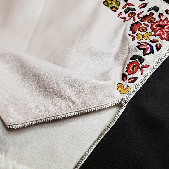 Rebecca Minkoff Malbec Lamb Leather Embordered Floral Mini skirt Size 4 - Picture 7 of 10